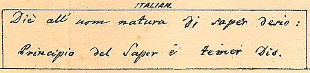 Mezzofanti's handwriting in Italian : Click to enlarge picture