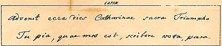 Mezzofanti's own handwriting in Latin : Click to enlarge picture